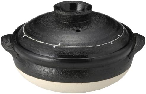 Perpetuity baked earthen pot (pot) black for No. 9 3-4 people çÖü crest 18-13154