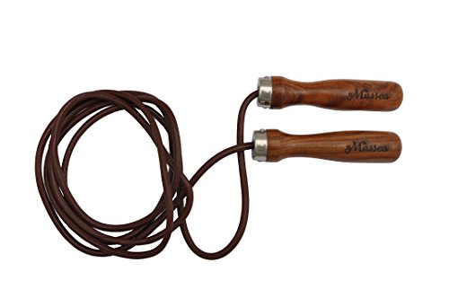 Massea Profi Leder Springseil mit Holzgriffen, Kugellager, Gewichte, einstellbares Seil - 2