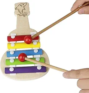 Incredible Hub Wooden Xylophone Musical Toy with Guitar Shap , Multicolor