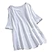 Produktbild TOPSELD T Shirt Damen, Frauen BeiläUfiger Fester O-Ansatz Pockets Short Sleeve Linen Top T-Shirt Bluse