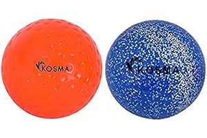 Kosma Set of 2Pc Dimple Hockey Balls | Outdoor Sports Practice Training Balls (Orange Dimple, Blue Glitter)