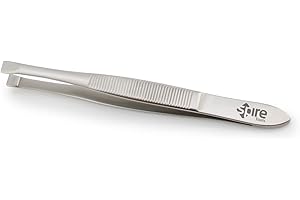 SPIRE UK Spire Professional Eyebrow Tweezers slant Tip | Precision Hair Tweezers for Men & Women, Stainless Steel | Best for Plucking Chin Facial Hair, 3.2"/8.3 cm