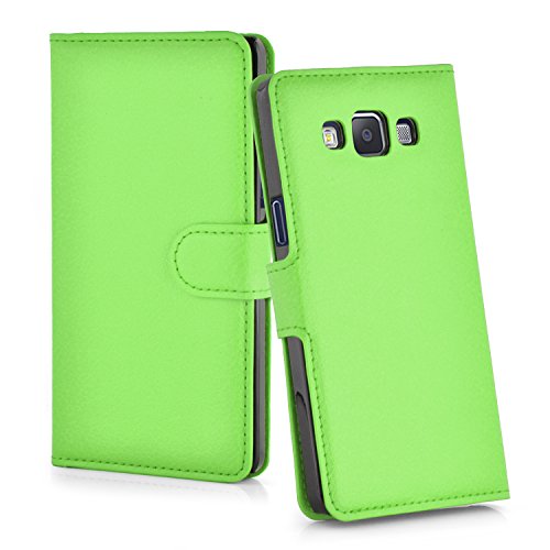 Cadorabo – Book Style Hülle für Samsung Galaxy A3 (5) (A300 – Modell 2015) – Case Cover Schutzhülle Etui Tasche mit Standfunktion und Kartenfach in MINZ-GRÜN - 7