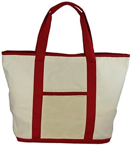 Simple Ecology Organic Cotton Super Duty Canvas Tote and Grocery Bag - Natural/Red by Simple Ecology