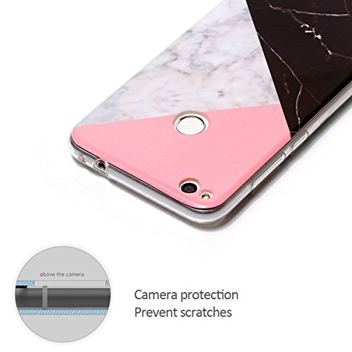 Funda Huawei P8 Lite 2017  E-Lush M  rmol Suave Silicona TPU Carcasa Ultra Delgado Flexible Gel Parachoques Goma Mate Opaco Case Cover Colorido Dise  o Bumper Amortigua Golpes Protectiva Caso para Huawei P8 Lite 2017  5 2 Pulgadas  Smartphone Anti-Rasgu  o y Resistente Tapa - Rosa con Negro con Gris