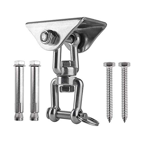 Preisvergleich Produktbild AOZBZ Edelstahl Schaukelaufhänger 1000 lb Kapazität 360 ° drehbarer Verandaschaukel-Aufhängesatz, Abnehmbarer Hochleistungs-Deckenhaken mit 4 Schrauben und Federhaken
