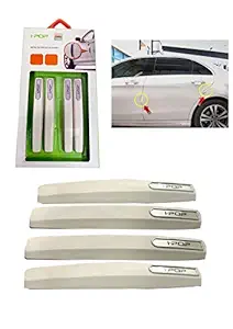 OnWheel Car Universal I pop Metal Glossy Door Guard Edge Scratch Protector in White Color