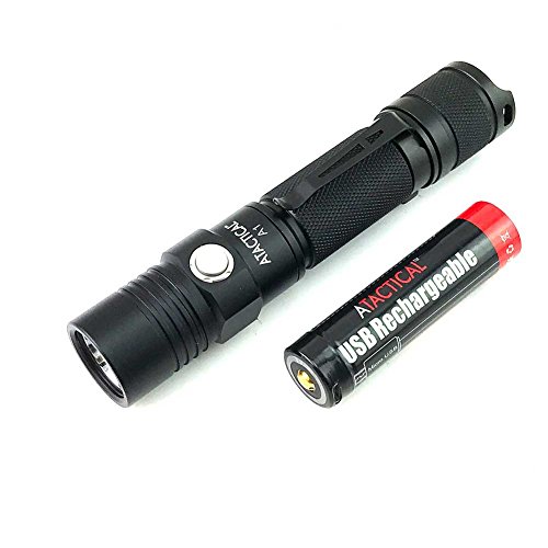 Atactical A1 Taschenlampe Praktische LED Taschenlampe, Superhell 550 Lumen Cree LED, IPX7 Wasserfest, 5 Einstellungen Low/Mid/High/Trubo/Strobo für Campen, Wandern, Fahrradfahren und Notfälle