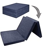 Fortisline Matelas d'appoint Pliant lit d'appoint lit d'invité futon Pouf 195x80x9 cm Couleur Bleu