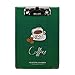 Produktbild gossipboy Fashion Cute A5 Papier Datei Klemmbrett Abgerundete Ecken Zeichnen Schreiben Board Heavy Duty Clip Menu Board mit Pen Slot und Card Pocket coffee