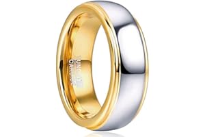 NUNCAD 4mm/6mm/8mm Wedding Rings His and Hers Simple Men's Rings Gold/Rose Gold Silver Tungsten Carbide Couple Ring for Men Women Dome Style Size N to X1/2