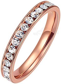 Fashion 18K Rose Gold Plated Crystal Full Simulated Diamond Wedding Rings