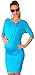 Happy Mama. Women's Maternity Stretch Jersey Dress Half Batwing Sleeve. 955p (Cyan, 14)