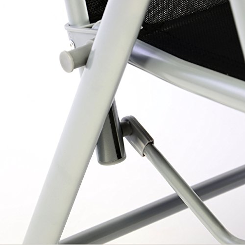 Nexos ZGC34464 Stuhl Liegestuhl Klappstuhl mit Fußstütze für Garten Terrasse, aus Aluminium Textilene, schwarz silber – Bild 4
