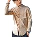 Produktbild Herren Casual Oberteile Sommer Langarm T-Shirt Buton Leinen Solide Bluse (L, Khaki)