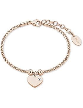 s.Oliver Damen-Armband 17+3 cm Herz Zopfmuster Edelstahl Kristall weiß 20 cm 2015045