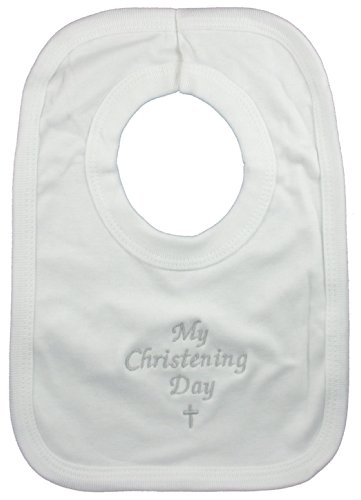 My Christening Day Baby Bib White Soft Cotton Pop-Over