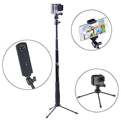 Smatree SmaPole Q3 Extensible Perche avec Trépied pour GoPro Hero 5/4/3+/3/2/1/Session / pour Appareils Photo Compacts / Téléphones cellulaires