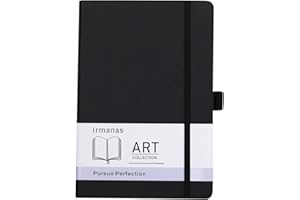 Irmanas A5 Notebook, Premium Classic Lined Notepad with Pen Loop 160 Pages College Leather Hardcover Journal Business Gift Office Supplies for Men Women