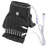 MCYs Gants Chauffants USB Gants de Chauffage d'hiver, 5V USB électrique chauffée à la Main Hiver Gants de Chauffe-Vent Gants Cyclisme Mitaines chauffées Chaudes pour Femmes Hommes (Gris foncé)