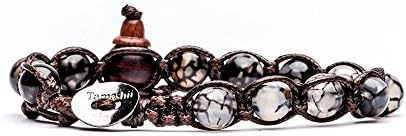 Original bracelet Tibetan Tamashii natural stones AGATE GREY CRACKED