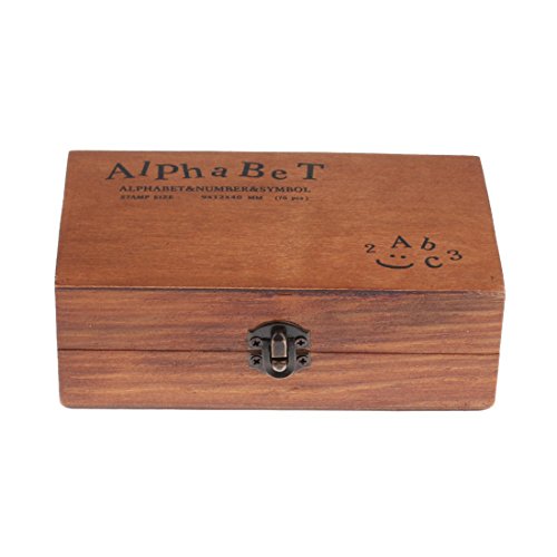 TRIXES Gummi-Stempel Set mit Holzgriffen mit 70 Buchstaben Stempeln Groß- und Kleinbuchstaben Alphabet Zahlen und Symbole - 6