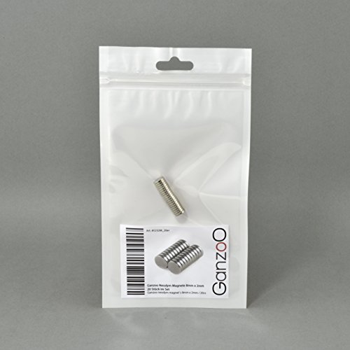 20er SET Neodym-Magnet extra starke Magnetwirkung (Durchmesser 8mm, Höhe 2mm), Pinnwandmagnet, Kühlschrankmagnet, Marke Ganzoo, Farbe silber - 3