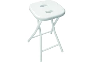 Gedy Sgabello bagno richiudibile, Misure e peso: 46,5X26X28 CM & 1,156 KG, Sgabello richiudibile in metallo e resine, Finitura bianca, Design R&S, 2 anni di garanzia