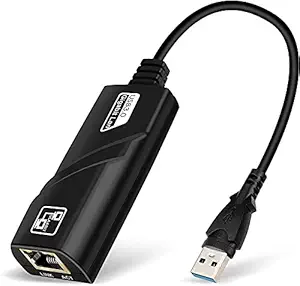 Terabyte USB 3.0 to Ethernet Adapter Network Wired Cable Gigabit RJ45 LAN Converter - Lightning 10/100/1000Mbps Compatible with Laptop PC Desktop with Windows 10 8 7 Vista ( Black ) 09