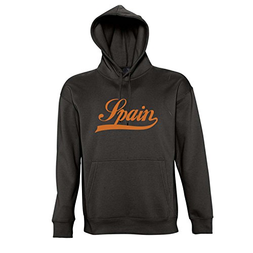 Spanien Oldschool Spain Fussball EM WM FAN – Kapuzen Sweatshirt – Pullover S-XXL , Deep black – orange , XXL