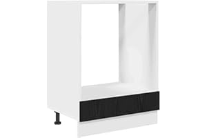 vidaXL Mueble de Horno Riga Roble Negro 60 x 46 x 81,5 cm, Amplio Almacenamiento, gabinetes Modernos, estantes rectangulares, organizadores Wall-Mounted, Madera ingenierizada