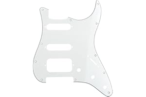 Musiclily Pro 11 Löcher Round Corner HSS Strat Schlagbrett Gitarren Pickguard mit 2 Schrauben Humbucking Pickup Mount für Fender American/Mexican Stratocaster E-Gitarre,3 lagig Pergament