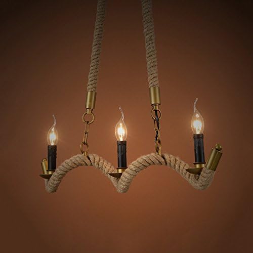 Industrial Restaurant Hemp Rope Chandeliers Lamps-3 Head， American style Village Pendant light Retro Creative Living Room Lamps Pastoral WSHceilingLamp