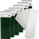 6x 100ml Roller ROLL ON WAX CARTRIDGE + 100 strips Body & Leg waxing set kit HOT