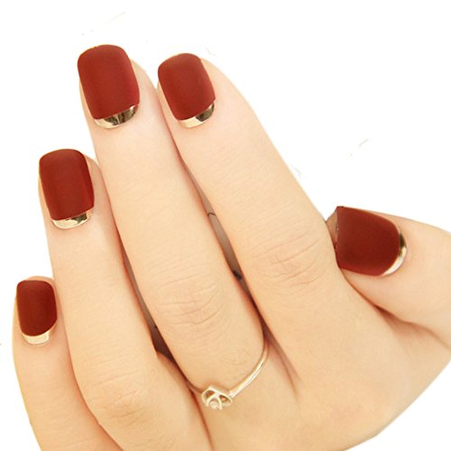 HimanJie 24PCS French Frosted Nail Films False Nails Nail Art Tools