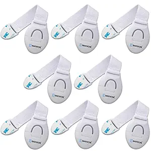 EDGEMETER 8pcs Baby Infant Child Proofing Safety Locks Latches Door Cupboard Cabinet Fridge Drawer Locks (White) (Pack of 8)