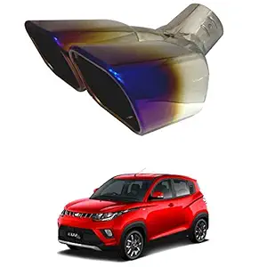 Oshotto Stainless Steel SS-017 Dual Pipe Car Exhaust Muffler Silencer Cover Compatible with Mahindra Kuv-100 (Multicolor)