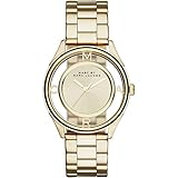 Marc Jacobs Damen Quarzuhr mit goldfarbenem Zifferblatt Analog-Anzeige und Gold Edelstahl Armreif mbm3413