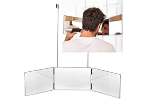 hagvot Herbst 3-Way Mirror Trifold Mirror 360 Degree Adjustable Shaving Mirror with Holders for Makeup Styling