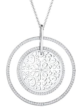 Elli Premium Damen-Kette mit Anhänger Ornament Kristallkette 925 Silber Kristall Brillantschliff