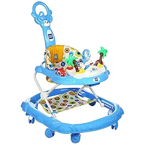 Mee Mee Simple Step Baby Walker with Push Handle, Foot Mat & Stopper (Blue), r Blue (MM-W 3012 B_Blue)