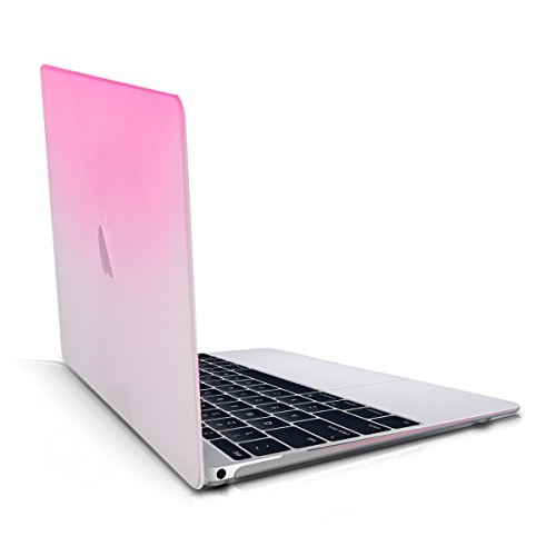kwmobile Hardcase Laptop Hülle für Apple MacBook 12" - Zwei Farben Design Pink Transparent dünne gummierte Schutzhülle Cover Case Tasche