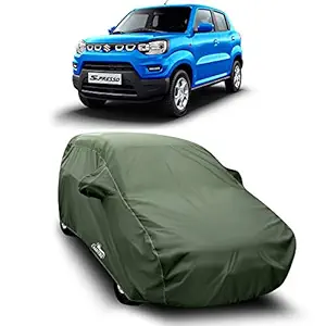 AASHA TRADING Waterproof - dust Proof - car Body Cover for Compatible with Maruti Suzuki S Presso car Cover - Water UV Proof - car Body Cover (Life Time Mehandi with Mirror)