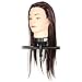 18" Hairdressing Salon Training Head Real 50% Human Long Brown Remy Hair Clamp