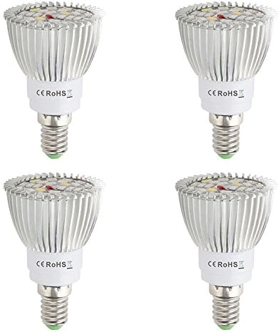 28W Led Grow light Bulb XJLED 2016 New Full Spectrum with SMD5730 E14 LED light for Indoor/outdoor Plant-High Suitable for Hydroponic Garden Greenhouses (4pcs E14)