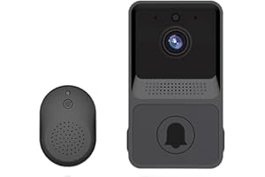 Frunimall Sonnette vidéo sans Fil, Sonnette vidéo Wi-FI Intelligente avec Carillon,kit de Sonnette de Porte avec vidéo HD, WiFi 2,4 G (Noir)