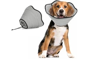 renyigou Pet cone collar dog cone rehabilitation soft collar used to prevent pets from biting the injured or surgical site Breathable Dog Surgery Recovery Collar (Medium)