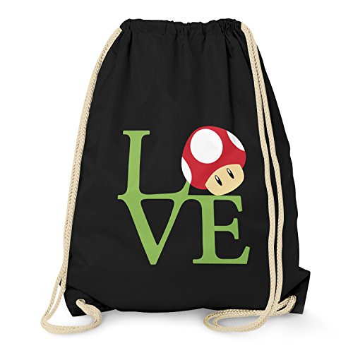 Preisvergleich Produktbild TEXLAB - Mushroom Love - Turnbeutel, schwarz