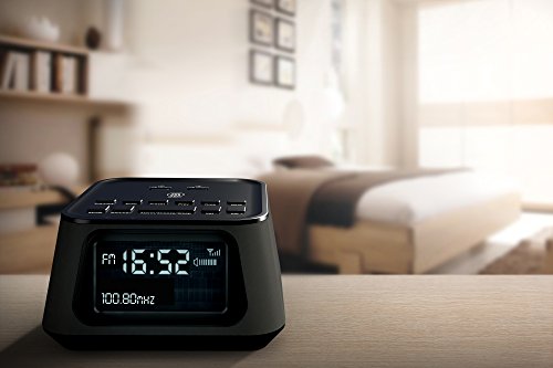 Madingley Hall Bedside FM Radio Alarm Clock - 2 USB Charging Ports - Mains Powered (White) - Image 6
