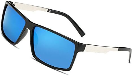 Kennifer Fashion Mens Polarized Sunglasses Lightweight Rectangular Glasses Unbreakable Frame Men Eyewear for Driving Outdoors Fishing Cycling Sports Beach,UV400 Protection (Blue,Black)